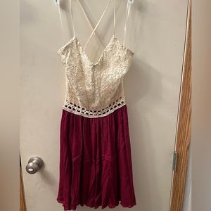 Red and white lace  dress
